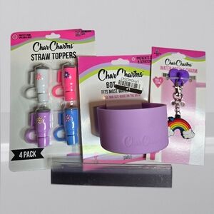 CharCharms Water Bottle Accessory Bundle – Straw Toppers, Bottle Boot & Charm